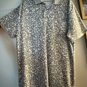 Dkny Gray Polo Shirt with Striking Pattern
